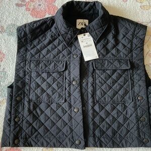 Zara quilted vest size m nwt